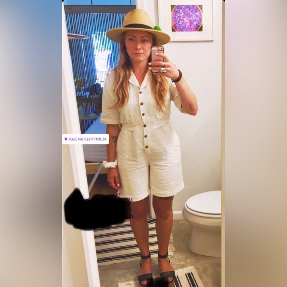 Vintage linen blend romper
